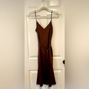 Chocolate brown silky slip dress